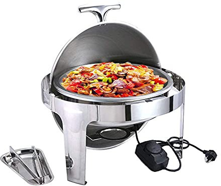 XBSXP Chauffe-Plats Ronds, réchauds à réchauds pour cafétéria, Isolation pour hôtel, Nourriture, Longue durée d'isolation et Facile à Nettoyer, avec Plateau et Clip pour Aliments, chauff