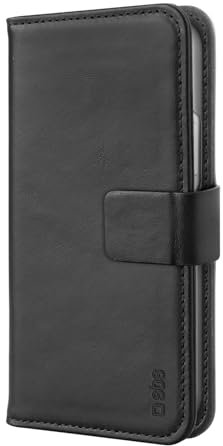 SBS custodia a libro book per iPhone 13 Pro, in vera pelle, funzione stand, chiusura magnetica, nero