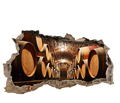 3D Wandtattoo Mauerloch Wandsticker Wandaufkleber Durchbruch Städte Landschaft Abenteuer selbstklebend H 60 x B 100 Schlafzimmer Wohnzimmer (WL60 Weinkeller)