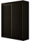 ALTDECOR Kleiderschrank mit furnierten Schiebetüren, kugelgelagerte Führungsschienen und Aluminium-Leisten, LED-Beleuchtung (weiß + 16 Farben) und Fernbedienung - BEROG - 150 cm Schwarz