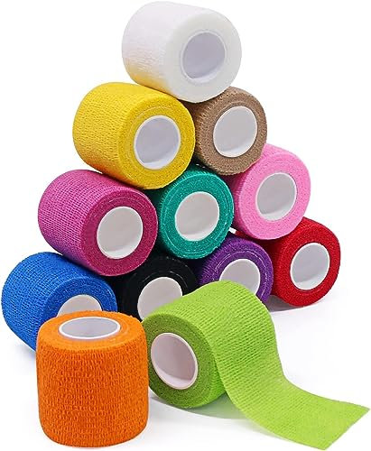 Selbstklebender Verband Elastischer Selbsthaftende Bandage - ForTomorrow 24 Rollen 5cmx4,5m Klebeverband, Fixierbinde Tape Selbstklebend Binden Selbsthaftend für Hund, Tattoo Grip und Erste Hilfe