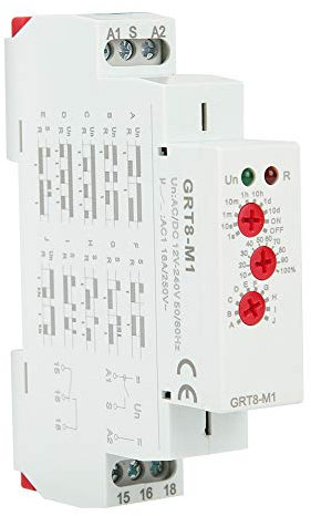 Jadeshay Relé de Retardo,AC/DC 12V~240V Relé de Tiempo GRT8-M1 Módulo Relé de Tiempo de retardo Multifuncional Interruptor de Relé Indicadores LED con 10 Funciones,Montaje en riel DIN