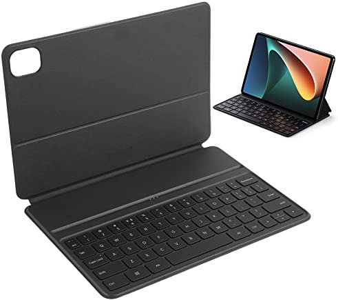 Annadue Estuche de Teclado para Mi Pad, Teclado Inteligente Inalámbrico Magnético con Estuche, Teclado Inalámbrico de 63 Teclas para Mi Pad 5/5 Pro, Negro
