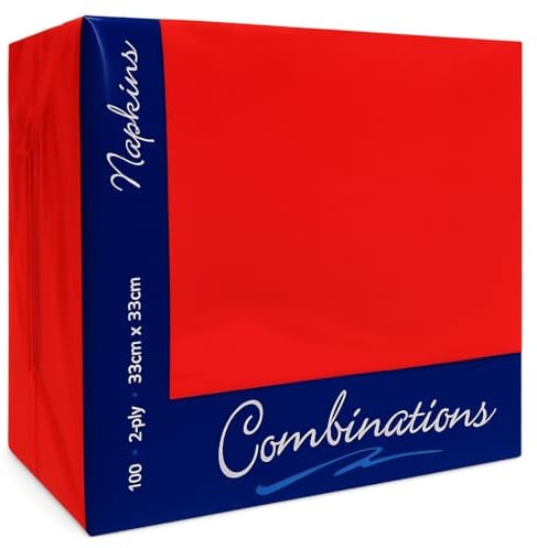 ISUPLI Red Paper Napkins 100pcs – Premium 2-Ply Disposable Serviettes 33x33cm | Soft, Absorbent & Vibrant Table Napkins for Parties, Weddings, Birthdays, Restaurants & Events