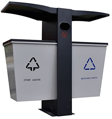 Poubelle d'extérieur grande Des ordures en métal durables peuvent une poubelle de tri à double tonneau en plein air avec la poubelle de tri amovible de cendrier, facile à installer Classification Poub