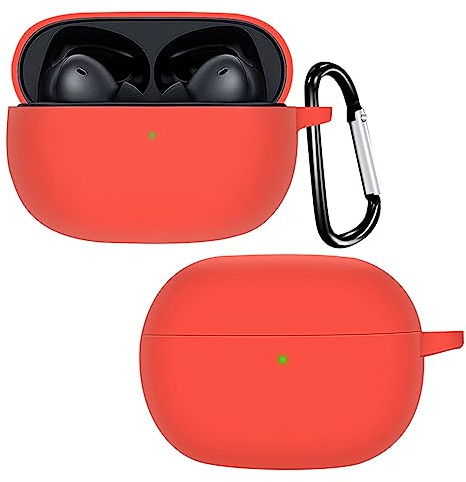 SEIAIYG Funda para Xiaomi Redmi Buds 4 Pro, Ultrafina, Suave, Shockproof, Funda Protectora de Silicona con Mosquetón para Xiaomi Redmi Buds 4 Pro (Rojo)