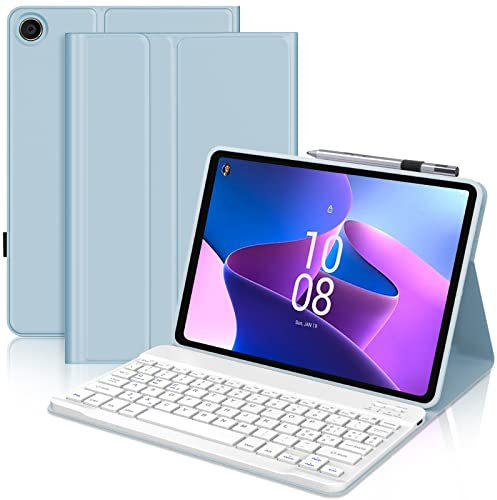 IVEOPPE Tastiera Lenovo Tab M10 Plus (3rd Generazione) 10.6 2022, Cover con Tastiera Layout Italiano Rimovibile Magnetica Wireless Bluetooth per Lenovo M10 Plus (TB-125FU/128FU/128XU), Blu cielo