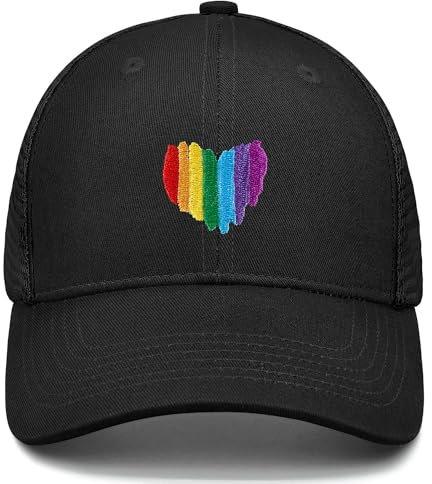 Pride Hat Rainbow Caps LGBT Baseball Cap Pride Zubehör Gay Stuff für Männer Frauen, Regenbogen-Herzen, Einheitsgröße