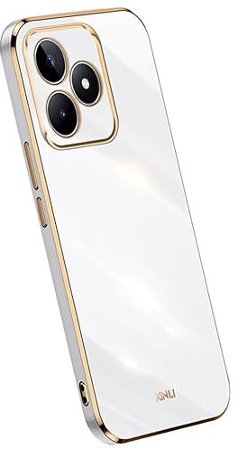 RankOne Funda para Teléfono es Adecuada para Realme C53 / Realme C51 / Realme Note 50 (6.74 Inches), Carcasa para Teléfono Móvil de Silicona con Marco de Galvanoplastia - Blanco