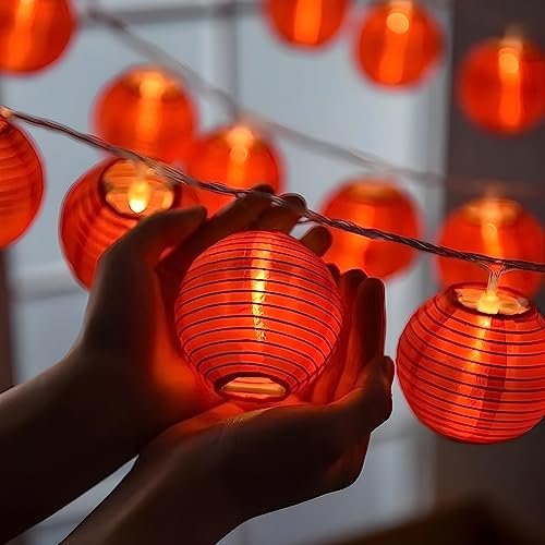 Ausolee Solar Lichterkette Lampion Außen,5.5 Meter 20 LED Laternen 8 Modi,lampions Außen Wetterfest IP65,Outdoor Lichterkette Solar Für Garten, Hof, Hochzeit, Fest Deko (Rot)