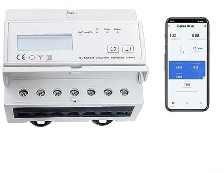 Oniissy für Tuya Smart Solar PV 3 Phasen bidirektionaler Energiezähler 0,25 A-80 A AC 3 * 110/190 V oder 230/400 V, für Tuya Smart Zigbee DIN-Schiene Strommessgerät mit Digitalanzeige kWh Amperemeter