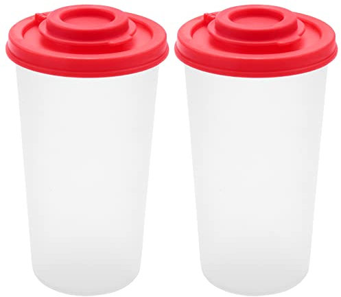 BYCUFF 2 Salita e Resiste all'Umidità, Saliera con Coperchi Rossi Distributore di Pentole Ermetiche in Plastica