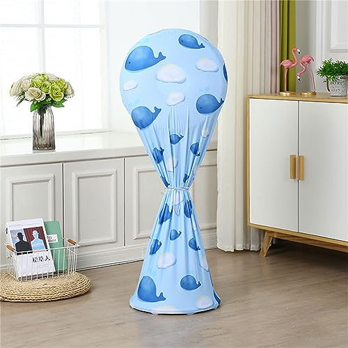 Treer Ventilator Abdeckung Rund, Ventilatorabdeckung Staubdicht Alles Inklusive Elektrischer Ventilator-Abdeckung Waschbar für Bodenventilator (Walfisch,Schreibtisch (35-50cm))