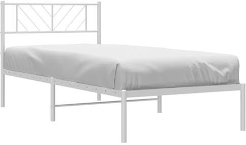 vidaXL Bettgestell mit Kopfteil Metall Weiß 80x200 cm