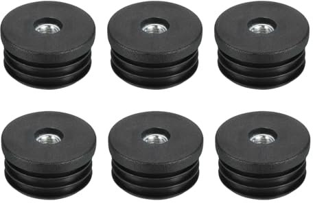 QUARKZMAN 6 Stück schwarz Einsätze für Rundrohre mit M8 Gewinde, für 38mm/1,5 Rohraußendurchmesser, Gewindebuchsen Kunststoff, für Rollen-Einsatz, Stuhl-Endkappen, Möbelbein-Stecker