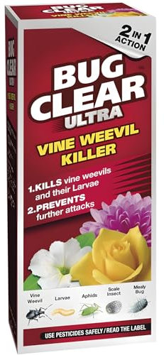 AMK® Bug Clear Ultra Vine Weevil Killer 480ml Concentrate Insecticide Kills Larvae Adults Systemic Protection for Pots Containers Plants