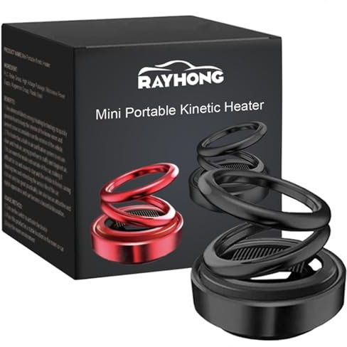 BuyB Chauffage moléculaire cinétique Portable pour Voiture, Chauffage cinétique, Mini Chauffage cinétique Portable, Chauffage à énergie Solaire, Chauffage cinétique Solaire à Double Anneau Rotatif