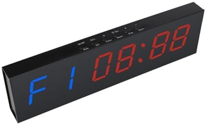 Horloge d'intervalle murale de minuterie d'entraîn Minuterie d'intervalle de remise en forme LED, luminosité réglable, compte à rebours, chronomètre de gymnastique Portable, horloge murale for table p