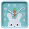 sarcia.eu Türkisfarbene analoge Wanduhr, quadratische Uhr für Kinder, Kaninchen