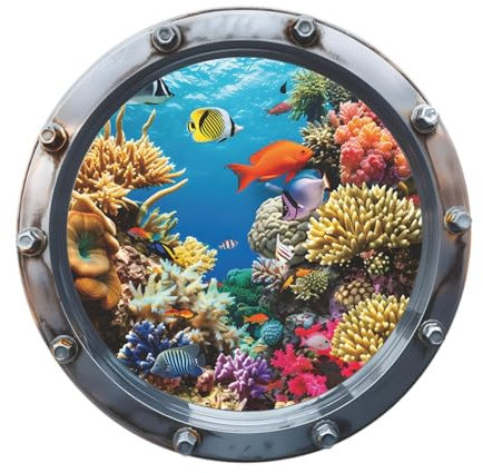 FLCPJGV Aufkleber für Toilettendeckel, PVC Wasserdicht Deko Aufkleber WC Deckel, Badezimmer Klo Toilettendeckel Wandtattoo für Möbel Schlafzimmer Wohnzimmer, Korallen Fisch