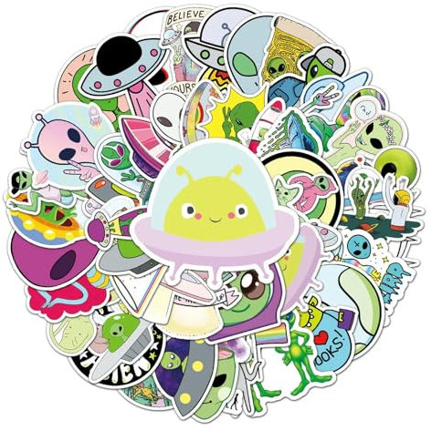 Coole UFO-Alien-Aufkleber, für Laptop, Wasserflasche, Skateboard, Gitarre, wasserdicht, ästhetisch, Graffiti-Aufkleber, Kinderspielzeug, 50 Stück