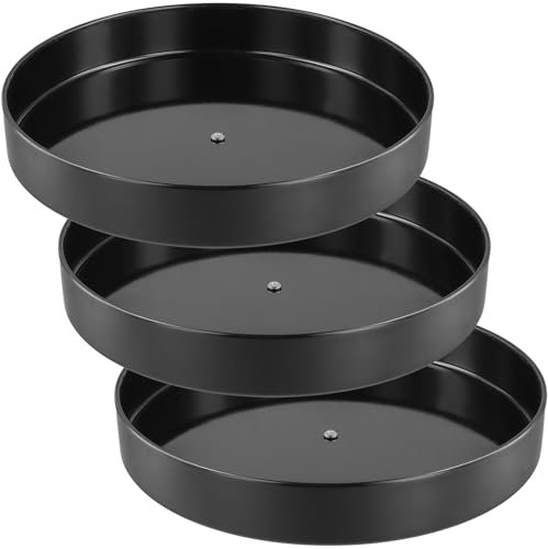 FUNSUEI 3 Stück 30cm Drehteller Schwarz, Lazy Susan Drehteller Organizer Metall, Drehbares Gewürzregal Drehbarer Organizer für Gewürze, küche, Badezimmer