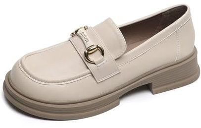 ERICAT Damen Mode Hochhackige Schuhe Einfach Vielseitig Retro Britischer Stil EIN-Schritt Weicher Boden Lefou Schuhe Klassisch Atmungsaktiv Bequem Party Schuhe