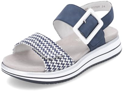 Remonte Damen Riemchensandalen D1J53, Frauen Sandalen,lose Einlage,halteriemen,Sommerschuhe,Freizeitschuhe,offene Schuhe,blau Kombi (14),44 EU