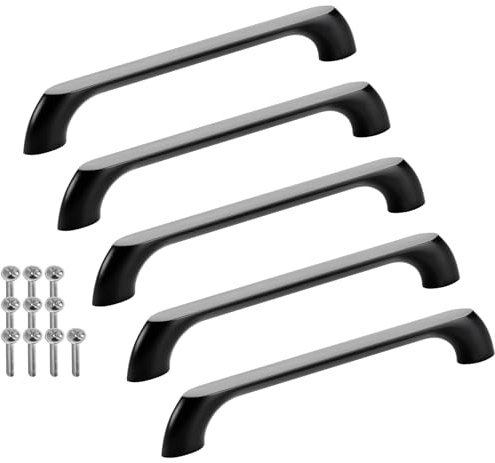 SOTECH 5 x Möbelgriffe BLACKLINE VII BA 160 mm | (Länge 182 mm, Breite 11,5 mm, Höhe 27 mm) Design Alu Bügelgriff