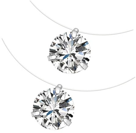 BESTYASH Collana Con Ciondolo in Zircone Con Filo Di Pesce Invisibile Ideale Per Luso Quotidiano E Per Le Feste