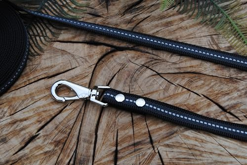 Hundeleine Grip + reflektierend Grau 20mm Snapper-Deluxe Trainingslein Schleppleine (2m ohne Schlaufe)