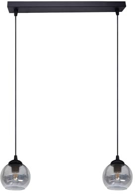 Licht-Erlebnisse Hängelampe Rauchglas Metall Schwarz Esstisch Küche L:42 cm E27 bis 60 W blendarm gemütlich Kugeln 2-flammig wohnlich Pendelleuchte Esszimmer STAMGUI