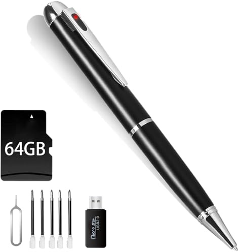 Eagarch 1080P Nanny Kamera Stift, 64G Körperkamera Wiederaufladbare Tragbare Pocket Cam, Sicherheitskameras für Business & Lernen
