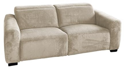 KAWOLA Sofa Finn 3-Sitzer mit Relaxfunktion Cord cremeweiß
