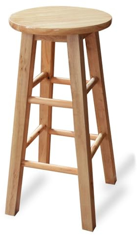 Laneryin 60cm Wooden Stool, Kitchen Breakfast Bar Stool, Modern High Counter Single Barstools for Kitchen, Bedroom, Living Room, Entryway (Round)