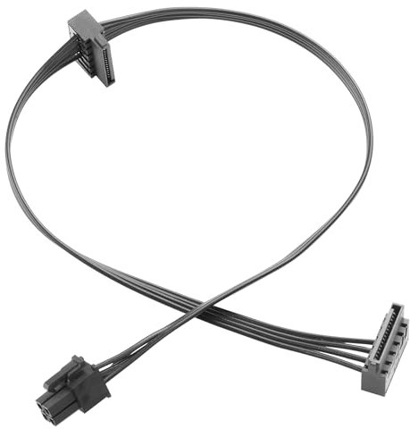 ELFJMZP 4-Pin zu Dual SATA 15-Pin Power Adapter Kabel - Kompatibel mit für HDD/SSD Erweiterung - 45cm Heavy Duty PSU Connector - Molex zu 2x SATA Stromversorgungskabel