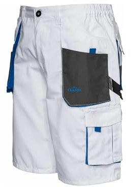 Luckyberg Kurze Arbeitshose | Schutzkleidung fur Herren oder Damen. Hose Schutz für Maler, Stuckateur, Monteur, (DE/NL/SE/PL, Numerisch, 50, Regular, Regular, Standard, Weiß)