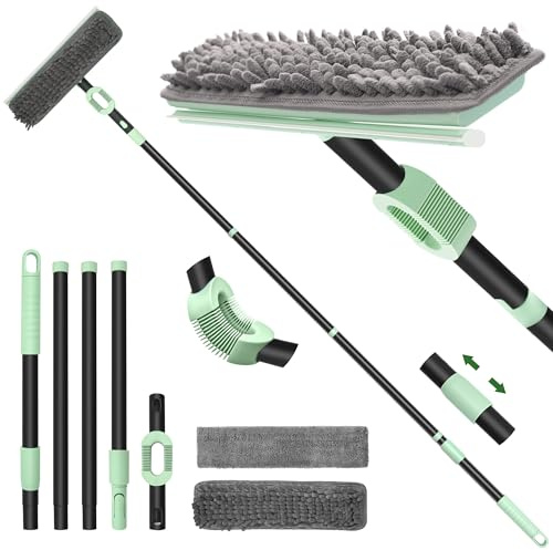 DALIPER Window Cleaning Kit, 186cm Versatile Telescopic Window Cleaner, 2 in 1 Extendable Window Cleaning Pole for Window Squeegee Glass Cleaning, ideal Conservatory Roof Cleaner