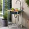 Evier inox Extérieur avec Robinet Chaud et Froid,Éviers De Cuisine Commercial 1 Bac Mobile Évier Sur Pieds Lavabo de Jardin Portable Multifonctionnel,pour Restaurant Garage