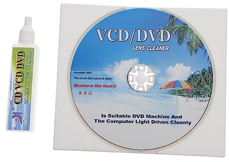 LABRIMP VCD Player Cleaning Kit 2-Piece Disc Cleaner Brush Multi-Functional CD/DVD Cleaning System for Home and Car Use