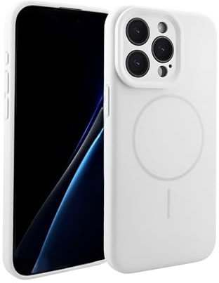 ENZONE Magnetic Silicone Case for iPhone 15 Pro, MagSafe Compatible Cover, Slim Shockproof Design, Soft Touch Grip, Full Camera and Screen Protection, Protective Case for iPhone 15 Pro, White
