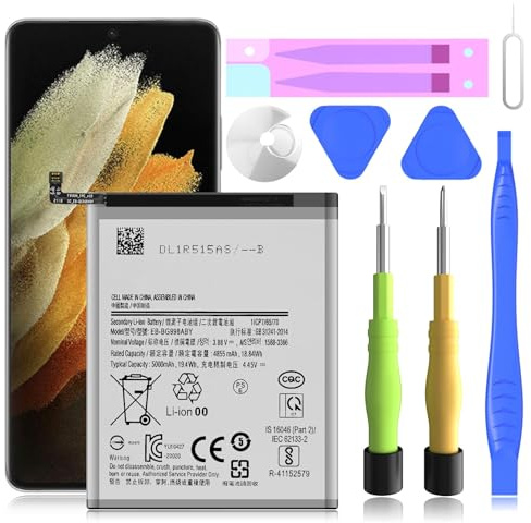 Galaxy S21 Ultra Battery,[5000mAh] (New Upgraded) 4.45V Li-Polymer Replacement Battery EB-BG998ABY for Galaxy S21 Ultra BG988ABY SM-G988 G988B with Replacement Kits