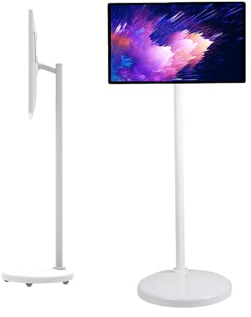 Smart TV portatile Touch Screen Monitor con telecomando, 1080P Rolling Stand Design, Tablet girevole con 4G e 64G Storage