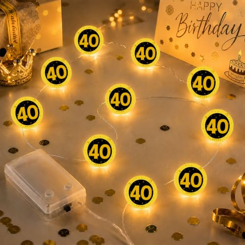 KACNON 40. Geburtstag Deko - 2M 20 LED Lichterkette Batteriebetrieben | 40. Geburtstagsgeschenk für Frauen und Männer, Geburtstag Party Schlafzimmer Beleuchtung Deko