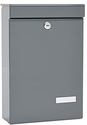 MEFA Briefkasten Piccola mit Namensschild (Farbe grau, Postkasten mit Schloss, Größe 405x270x118 mm) 134500DE