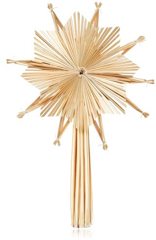 com-four® Stern Christbaumspitze aus Stroh, Weihnachtsbaumspitze Stern aus Stroh für Weihnachten, Tannenbaumspitze für Ihren Christbaum, 24,5 cm