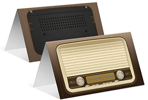 30 x Geburtstag Hochzeit Blanko Tischkarten Platzkarten Namenskarten Kärtchen - altes Radio