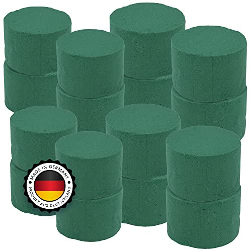 Blumensteckschaum Zylinder 16 Stück 8 x 5 cm - Nasssteckschaum, Steckmoos, Steckmasse - Kegel Blumengestecke - Steckschwamm zum Basteln, Hochzeit, Geschenke, Deko – Blumen Gesteck DEUTSCHE HERSTELLUNG