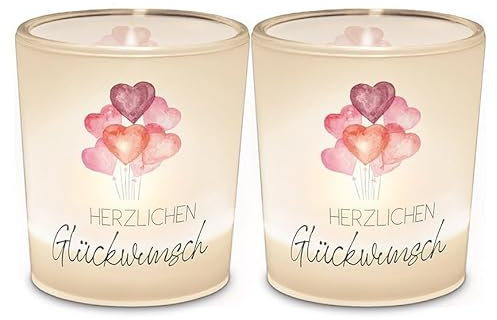 La Vida Windlicht+Teelicht 6x6cm Für Dich Herzballons