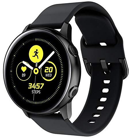 La Vaah Cinturino di ricambio compatibile con Samsung Galaxy Watch Active/Active 2, 20 mm in morbido silicone per Galaxy Watch Active 2 44 mm/Galaxy Watch Active 40 mm/nero